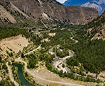 A view looking down towards the town of Lillooet from the Seton Lake Lookout