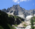 The view of Mount Slesse from the memorial plaque