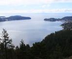 A view near the top of Soames Hill looking towards the Strait of Georgia
