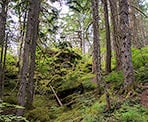 Caves are hidden in these rocks along the Spirit Caves Trail in Yale, BC