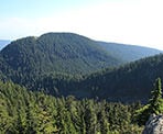 View of the backcountry mountain ranges behind Grouse Mountain