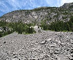 One of the rock slides near the trail to Wedgemount Lake