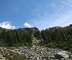 The final ascent up the steep slope to Wedgemount Lake