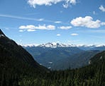 A view back towards Whistler valley from the final ascent to Wedgemount Lake