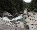 The view from the rocks above Widgeon Falls looking down stream
