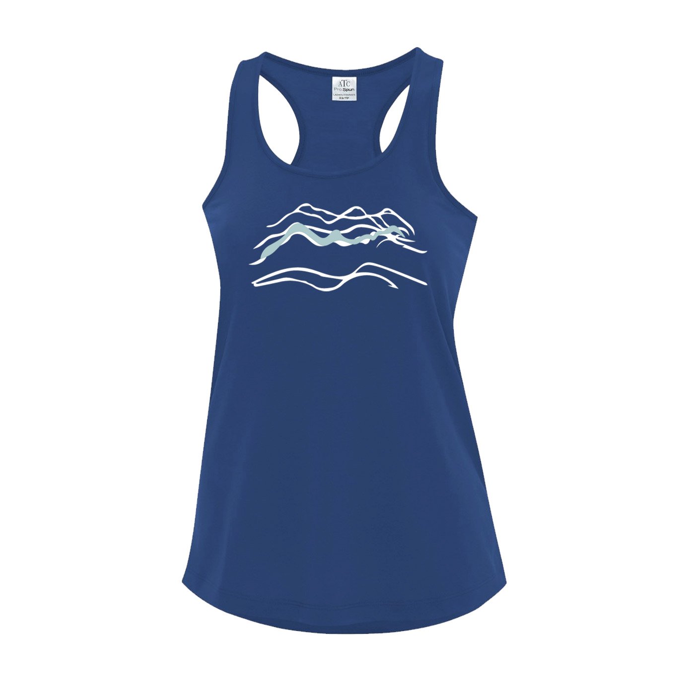 Women's Royal Blue Wavy Mountains Tank Top - Vancouver Trails